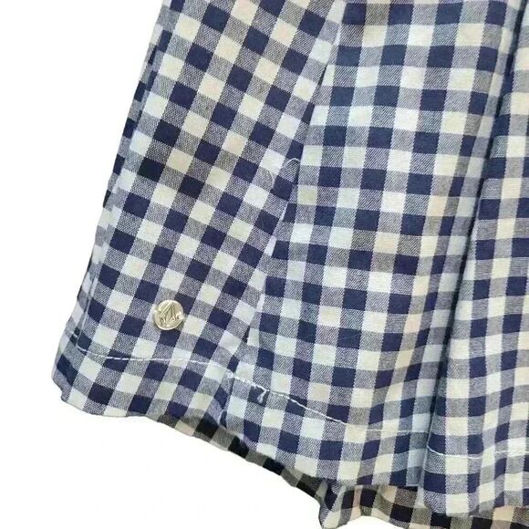 Georgia May Jagger Women's Navy & White Gingham Checked Cotton/Poly/Spandex Plea - Picture 9 of 12
